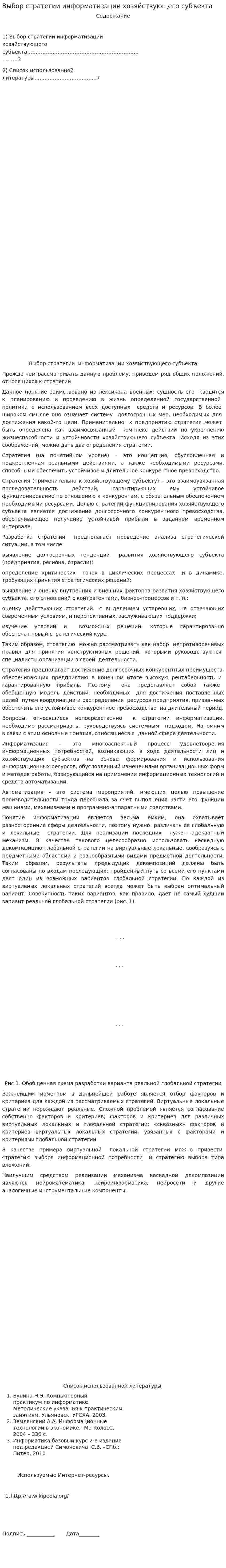 Выбор стратегии информатизации хозяйствующего субъекта