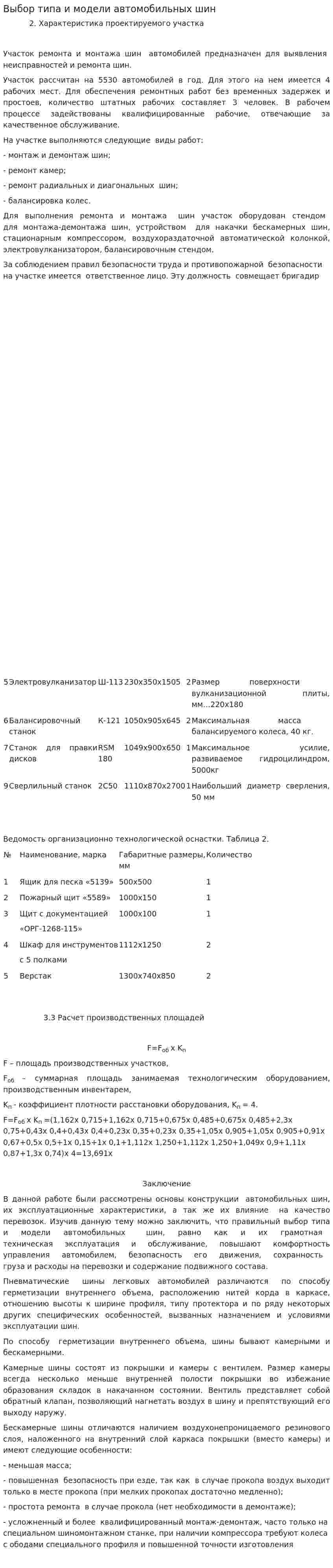 Выбор типа и модели автомобильных шин