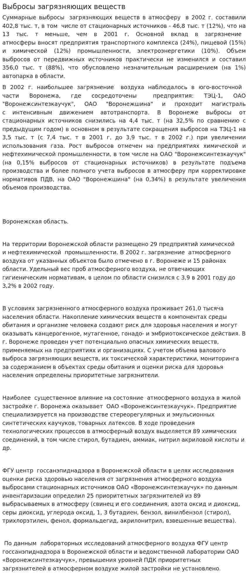 Выбросы загрязняющих веществ