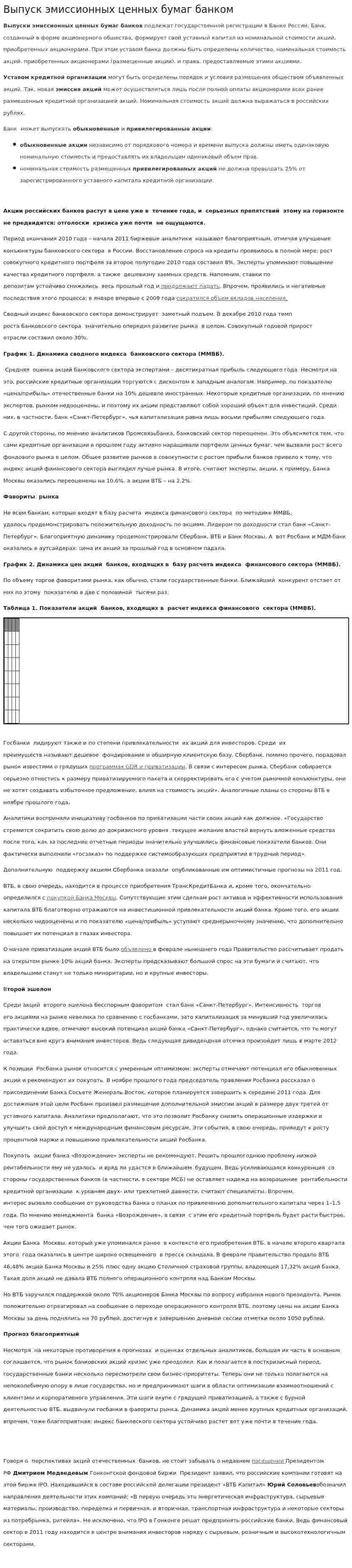 Выпуск эмиссионных ценных бумаг банком