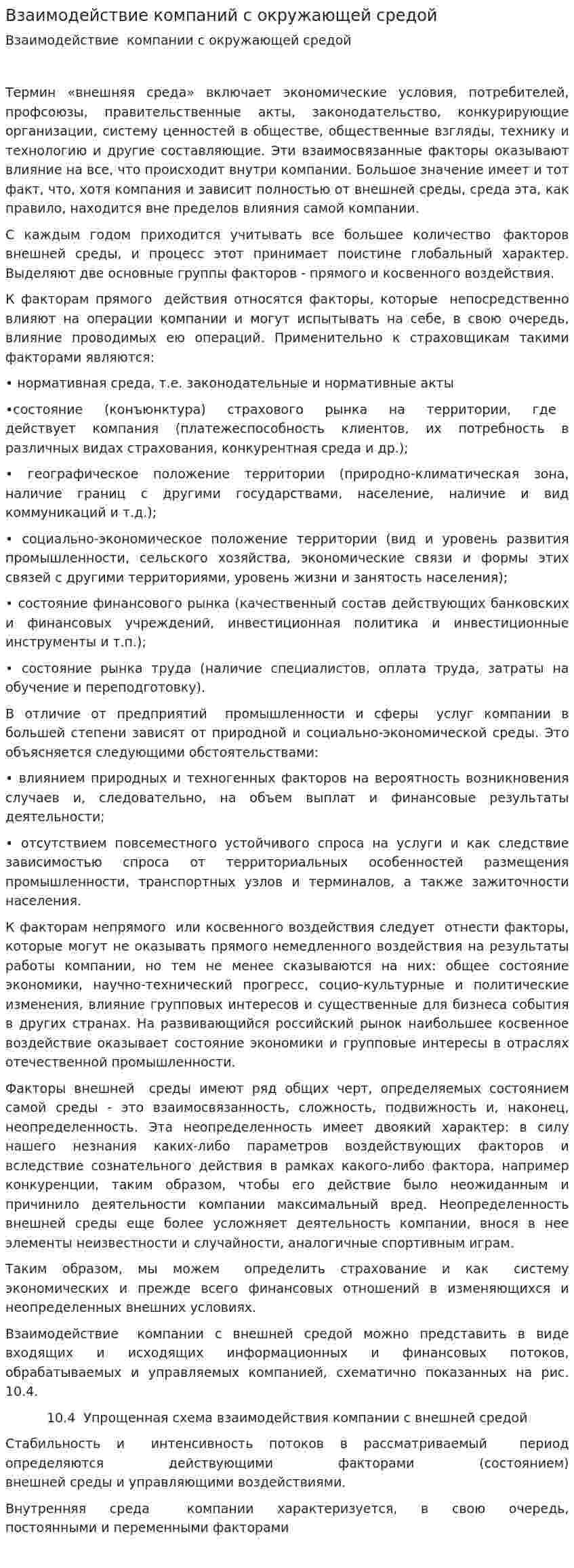 Взаимодействие компаний с окружающей средой