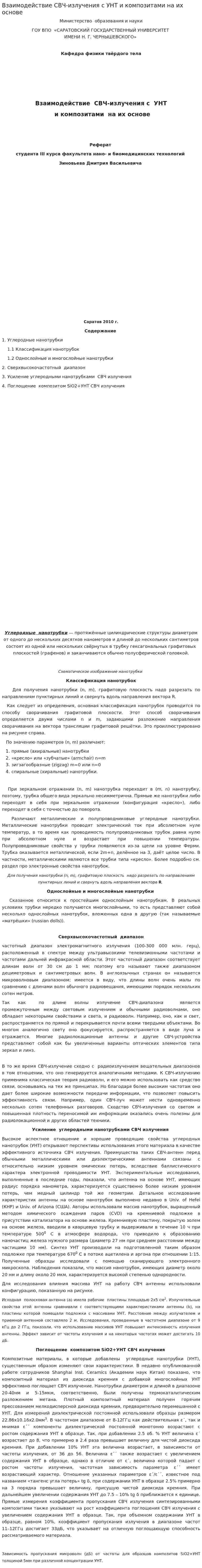 Взаимодействие СВЧ-излучения с УНТ и композитами на их основе