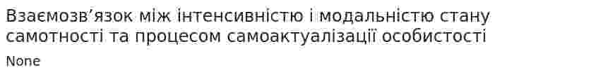 Взаємозв’язок між інтенсивністю і модальністю стану самотності та процесом самоактуалізації особистості