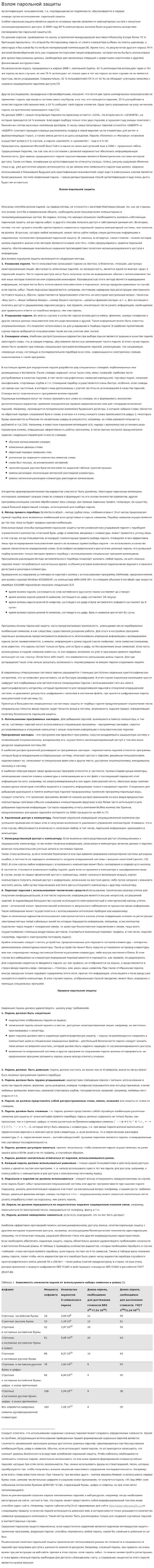Взлом парольной защиты