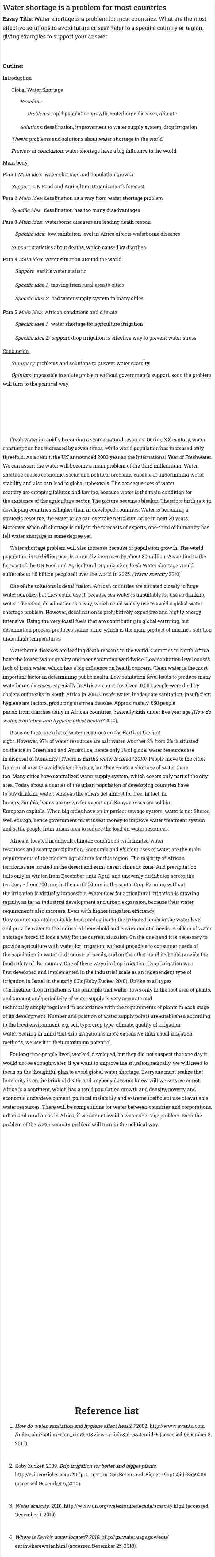 Water shortage is a problem for most countries