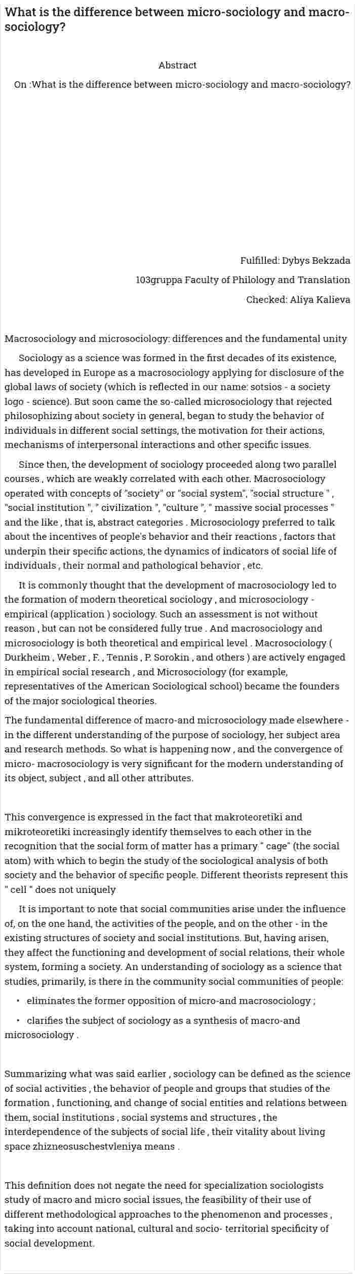 What is the difference between micro-sociology and macro-sociology?