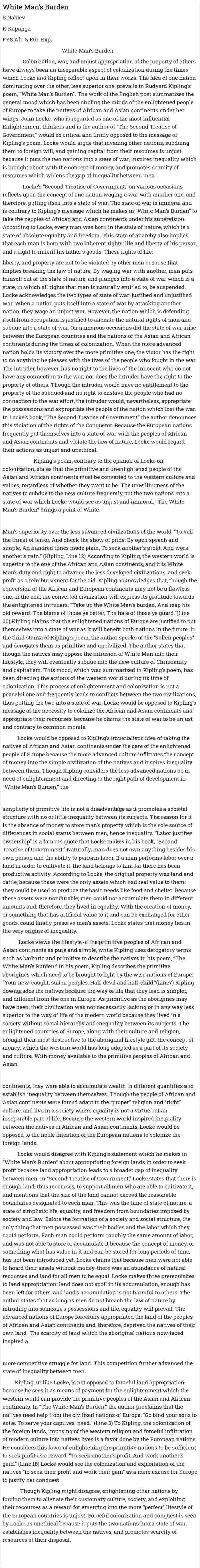 White Man’s Burden