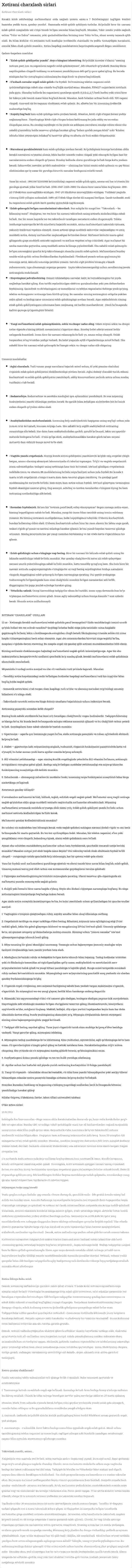 Xotirani charxlash sirlari