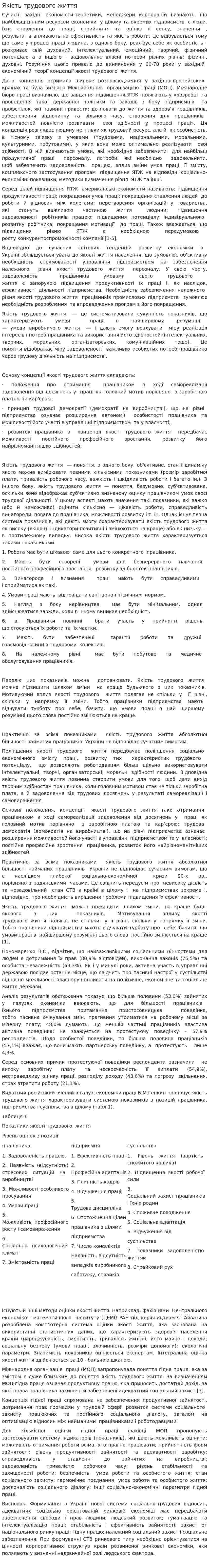 Якість трудового життя