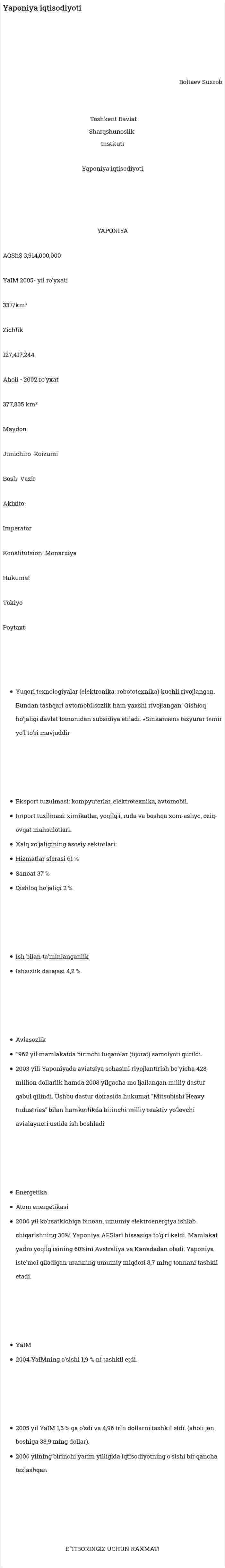 Yaponiya iqtisodiyoti