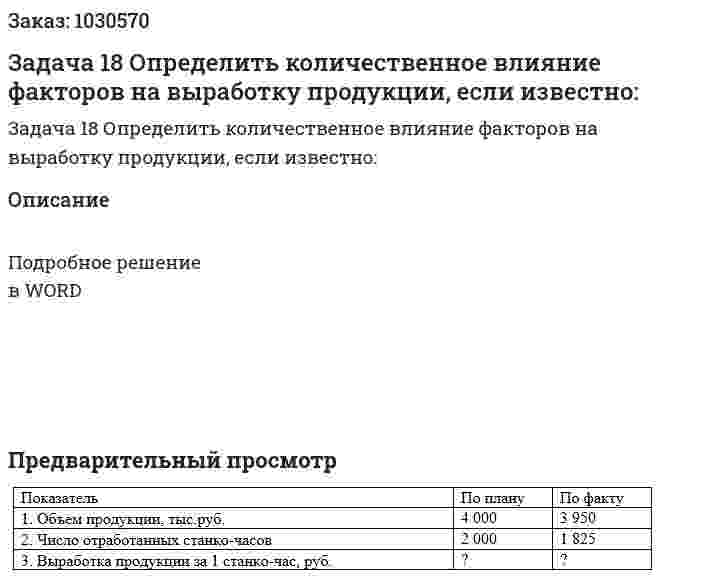 Задача 18 Определить количественное влияние факторов на выработку продукции, если известно: 