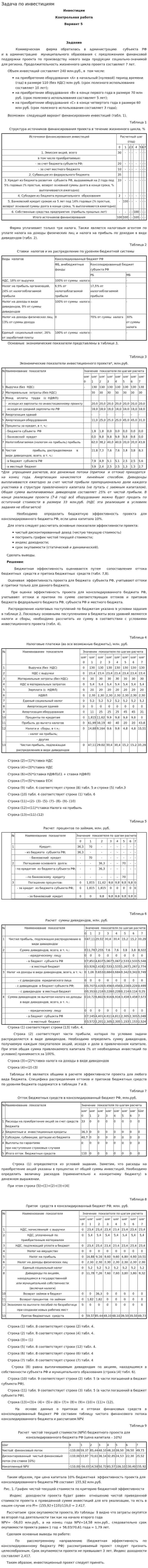 Задача по инвестициям