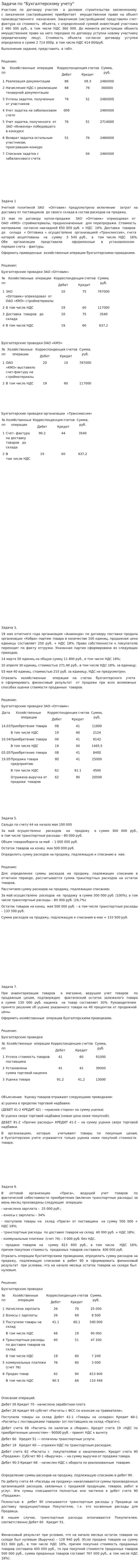 Задачи по "Бухгалтерскому учету"