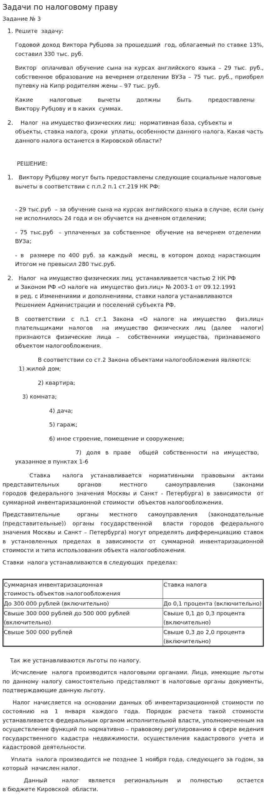 Задачи по налоговому праву