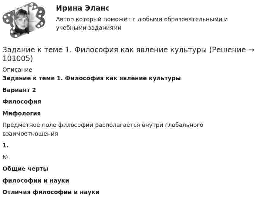      
            Описание
            Задание к теме 1. Философия как явление культуры Вариант 2Философия Мифология Предметное поле философии располагается внутри глобального взаимоотношения 1.        № Общие чертыфилософии и науки Отличия философии и науки    
            
            
            Задание к теме 1 – Управление бизнес-процессами Написать перечень проблем/вызовов функциональный структуры управления.... Задание к теме 2 – Определение бизнес-процесса Текстом кратко опишите бизнес-процесс в котором Вы участвуете.......Задание к теме 1. Философия как явление культурыЗадание к теме 2. Задание к теме 2.1. – 2.2. Сравнить правовой статус президента в президентской республике (США) с правовым статусом главы правительства в парламентарной монархии (Великобритания).Задание к теме 29. Как определяются основные страховые понятия: страховой риск, страховой случай, страховой интерес, страховая сумма, страховая плата, страховой взнос, страховой тариф?Задание к теме 2 предмета Бюджетный учетЗадание к теме 2 «Установка системы «1С:Предприятие. Управление торговлей» и её функциональные возможности»Задание к теме 1. Сгруппируйте объекты учета ООО «Звезда» по составу и источникам образования на 31.12.2020г (табл.1) Таблица 1 Наименование имущества, обязательств и капитала Сумма, тыс. руб.Задание к теме 1. Сгруппируйте объекты учета ООО «Звезда» по составу и источникам образования на 31.12.__ (табл.1) Таблица 1 Наименование имущества, обязательств и капитала Сумма, тыс. руб.Задание к теме 1. Сгруппируйте объекты учета ООО «Звезда» по составу и источникам образования на 31.12.__ (табл.1) Таблица 1 Наименование имущества, обязательств и капитала Сумма, тыс. руб.. 2Задание к теме 1. Составить таблицу по взаимодействию семейного права с другими отраслями права по следующей форме. № п/п Наименование отрасти права примерЗадание к теме 1. Составить таблицу по взаимодействию семейного права с другими отраслями права по следующей форме. № п/п Наименование отрасти права пример. 2Задание к теме 1. Составьте портрет современного менеджера в туриндустрии и гостиничном бизнесе: 1. Директор турфирмы. 2. Администратор гостиничного комплекса. Портрет менеджера (характеристики) Описание характеристик Директор турфирмы Администратор гостиничного комплексаЗадание к теме 1. Составьте портрет современного менеджера в туриндустрии и гостиничном бизнесе: Директор турфирмы. Администратор гостиничного комплекса.