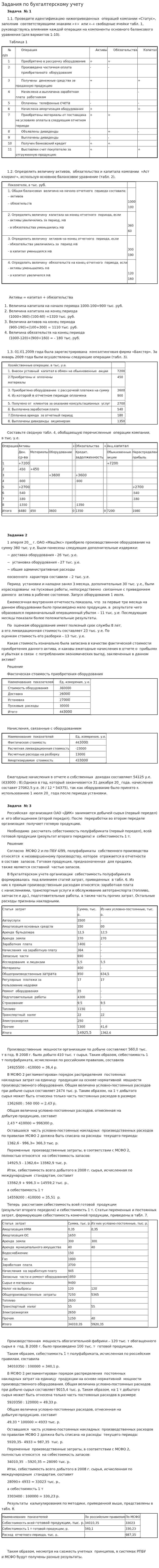 Задания по бухгалтерскому учету