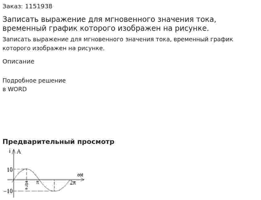 Записать выражение для мгновенного значения тока, временный график которого изображен на рисунке. 
