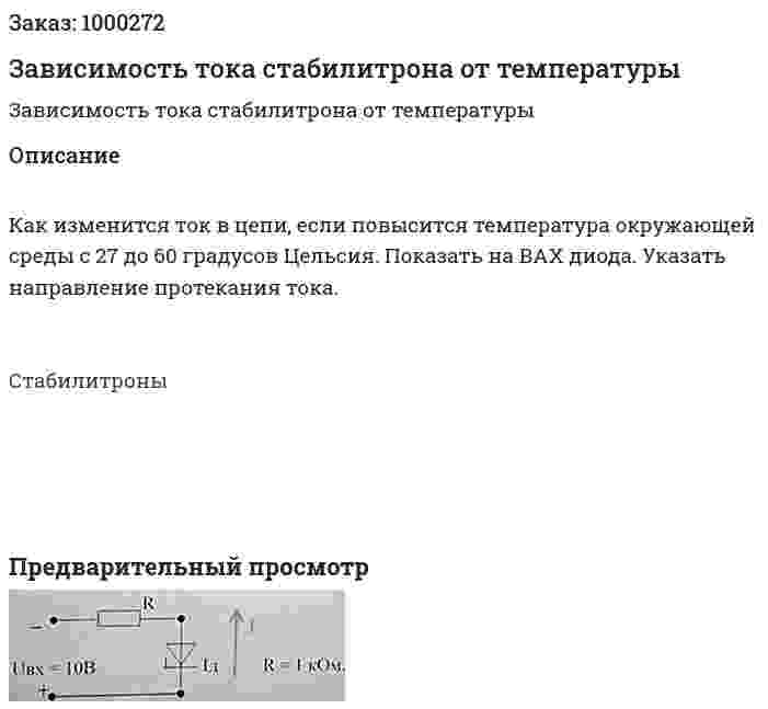 Зависимость тока стабилитрона от температуры 