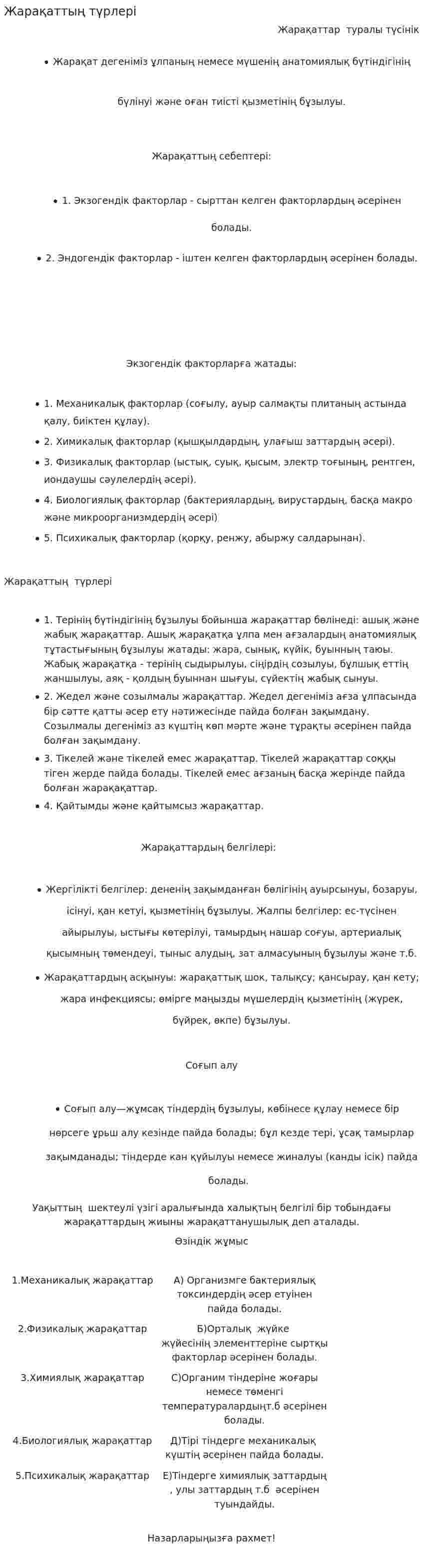 Жарақаттың түрлері