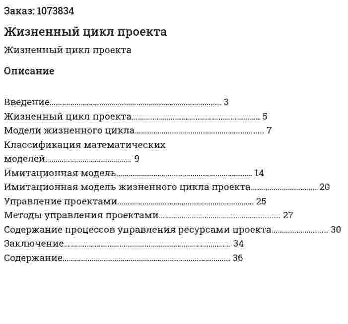 Жизненный цикл проекта (реферат) 