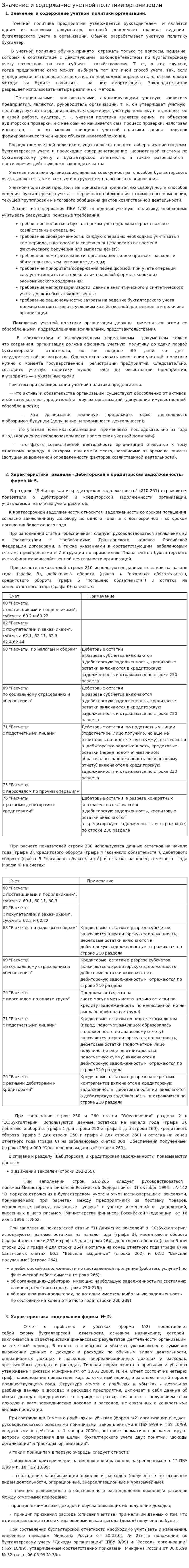 Значение и содержание учетной политики организации