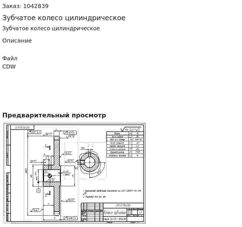 Зубчатое колесо цилиндрическое 