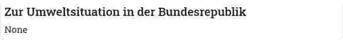 Zur Umweltsituation in der Bundesrepublik
